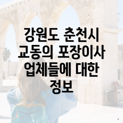 강원도 춘천시 교동의 포장이사 업체들에 대한 정보