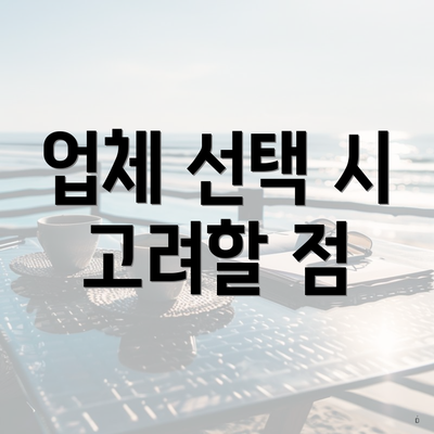 업체 선택 시 고려할 점