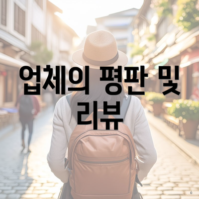 업체의 평판 및 리뷰