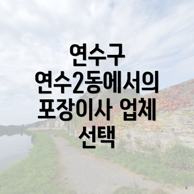 연수구 연수2동에서의 포장이사 업체 선택