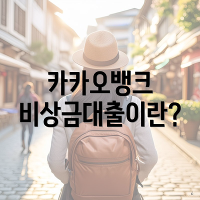 카카오뱅크 비상금대출이란?