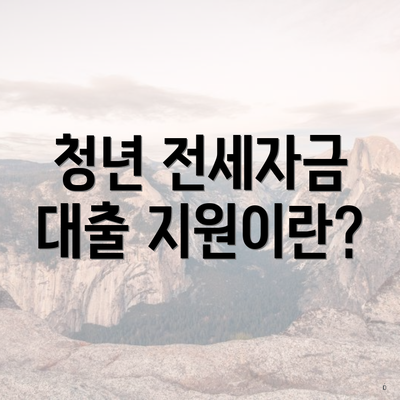 청년 전세자금 대출 지원이란?