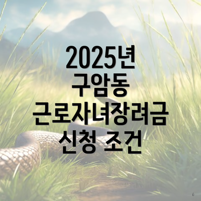 2025년 구암동 근로자녀장려금 신청 조건