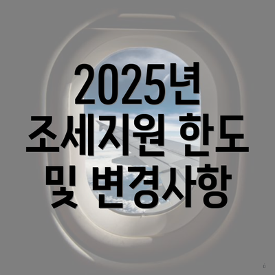 2025년 조세지원 한도 및 변경사항