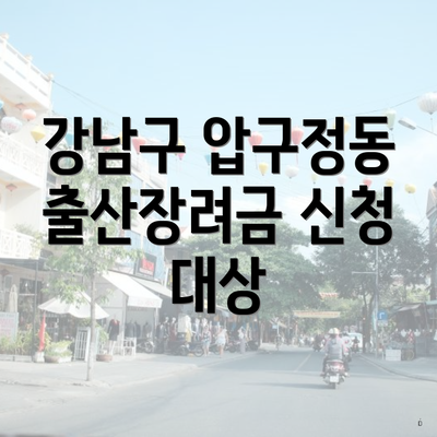 강남구 압구정동 출산장려금 신청 대상