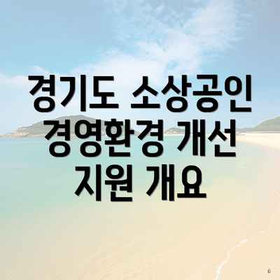 경기도 소상공인 경영환경 개선 지원 개요