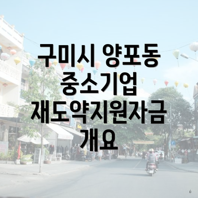 구미시 양포동 중소기업 재도약지원자금 개요