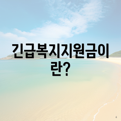 긴급복지지원금이란?