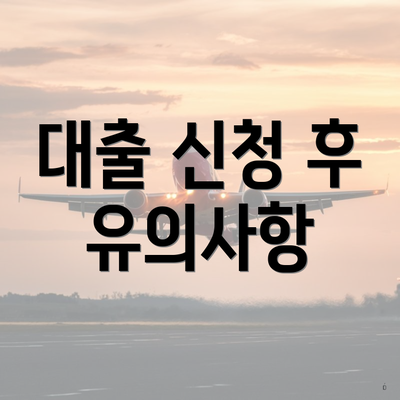 대출 신청 후 유의사항