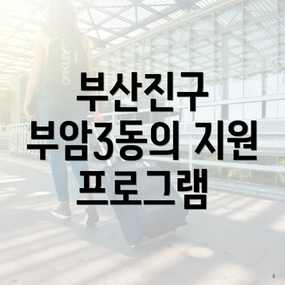 부산진구 부암3동의 지원 프로그램