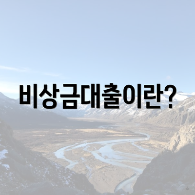 비상금대출이란?