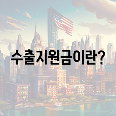 수출지원금이란?