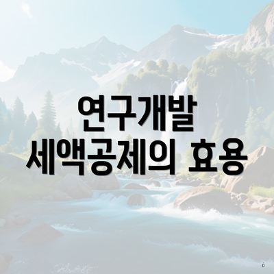 연구개발 세액공제의 효용