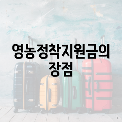 영농정착지원금의 장점