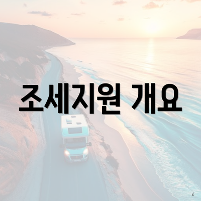 조세지원 개요