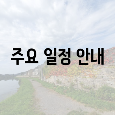 주요 일정 안내