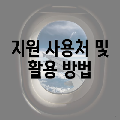지원 사용처 및 활용 방법