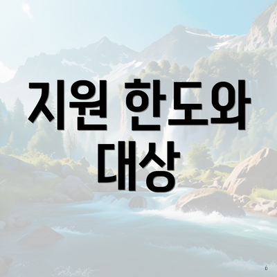 지원 한도와 대상