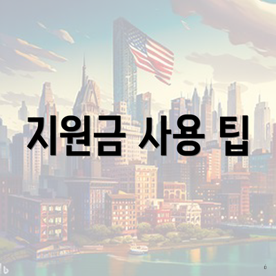지원금 사용 팁