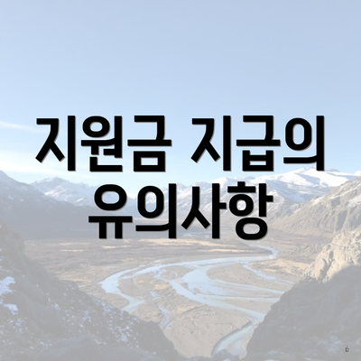지원금 지급의 유의사항