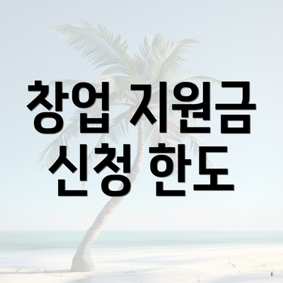창업 지원금 신청 한도