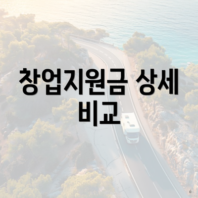 창업지원금 상세 비교