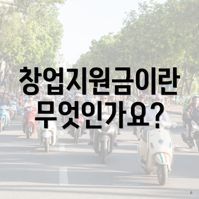 창업지원금이란 무엇인가요?