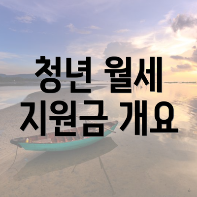 청년 월세 지원금 개요