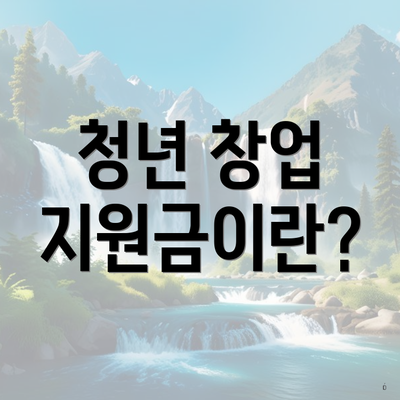 청년 창업 지원금이란?