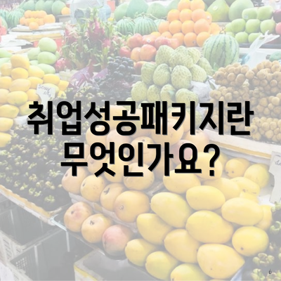 취업성공패키지란 무엇인가요?