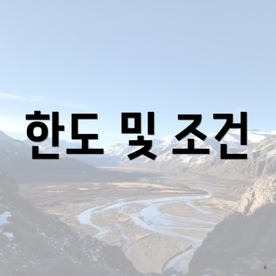 한도 및 조건