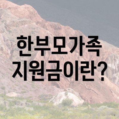 한부모가족 지원금이란?