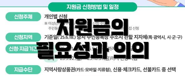 지원금의 필요성과 의의