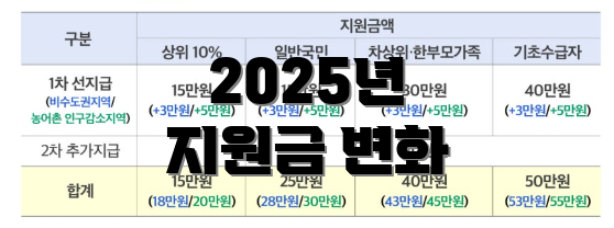2025년 지원금 변화