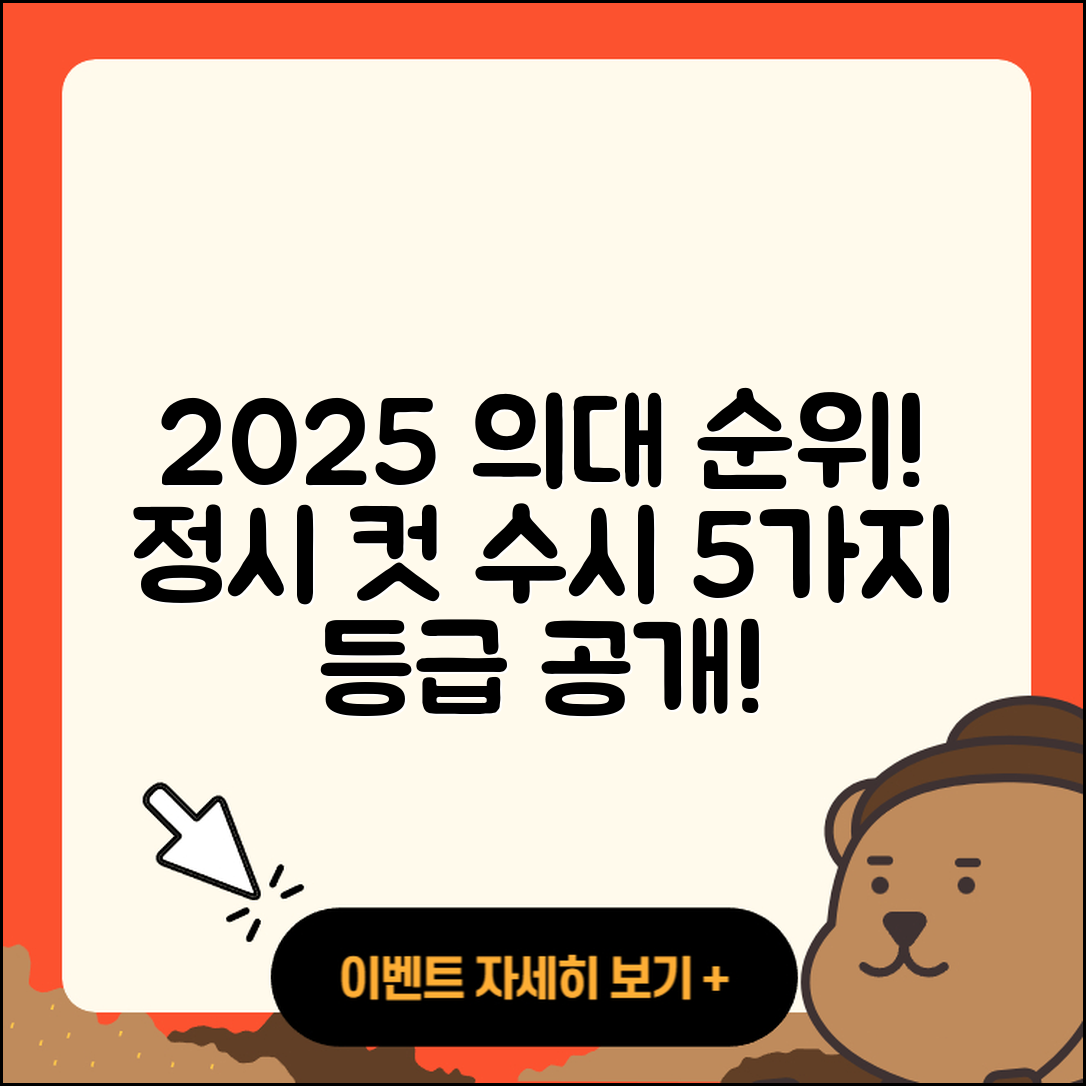 2025 의대 순위와 정시컷 수시 등급 5가지